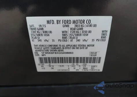 2016 Ford Explorer Limited z USA, uszkodzony, nr VIN 1FM5K8F8XGGA98883